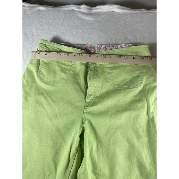 Pappagallo's Lime Green Cotton/Spandex Cargo Capris culottes size 8 pockets - Picture 3 of 6